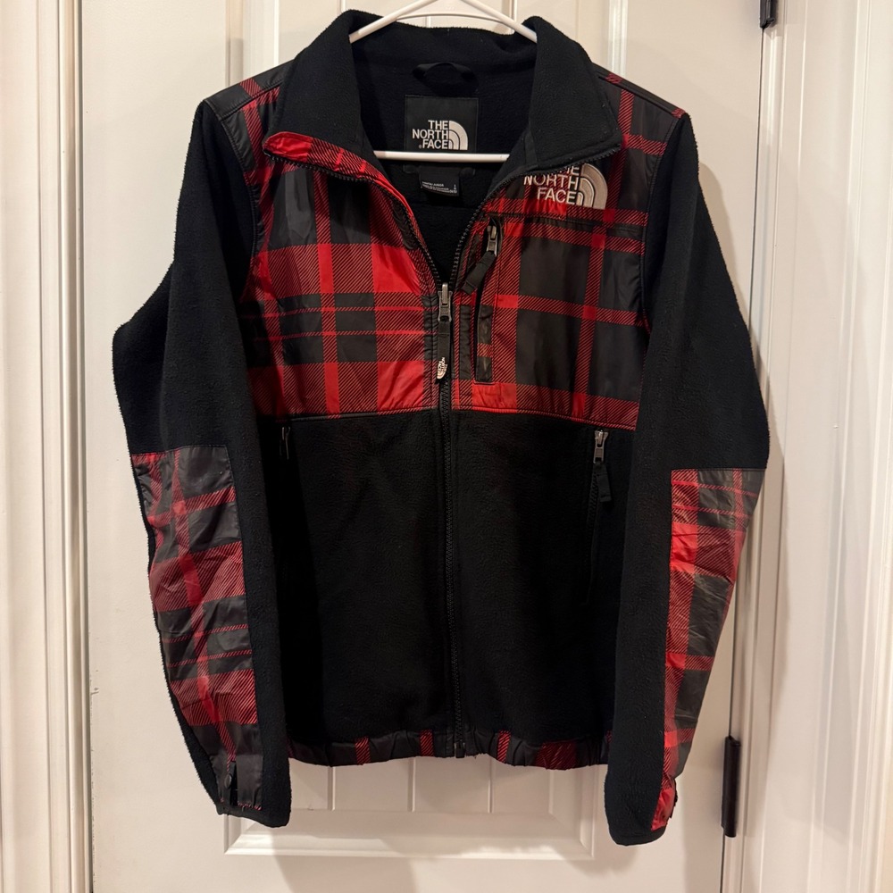 The North Face Kids Denali Fleece Jacket Red Black Buffalo Plaid NF0A5J1SU15 L